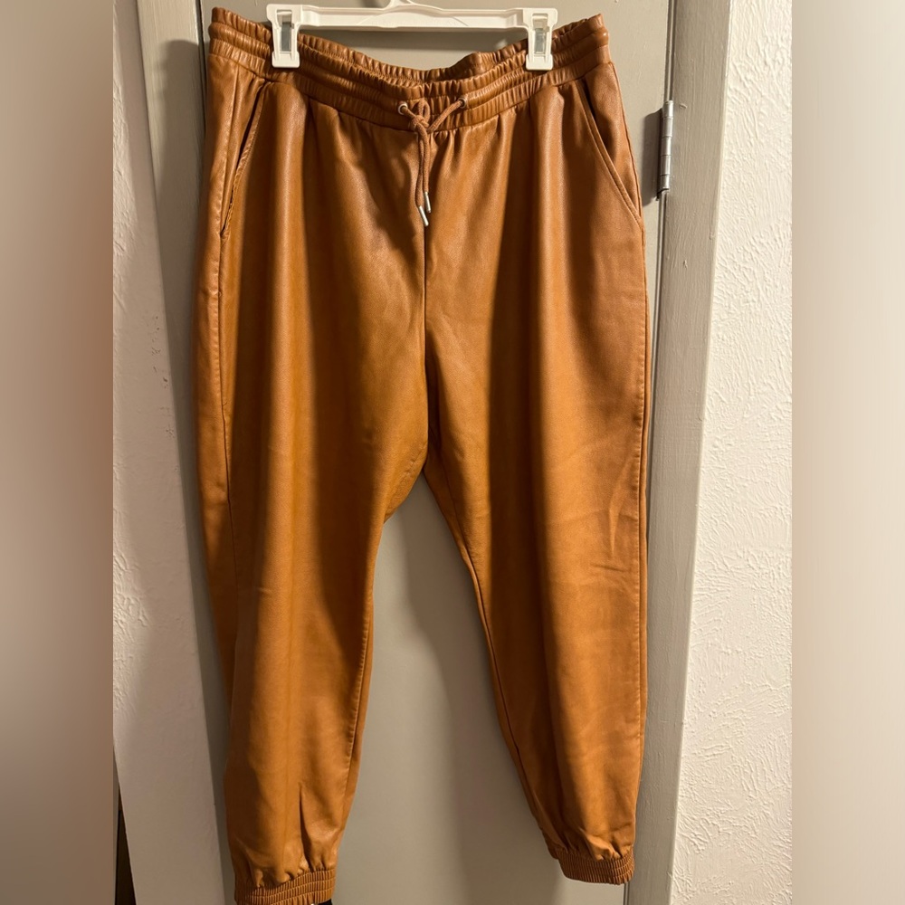 Faux Leather Joggers